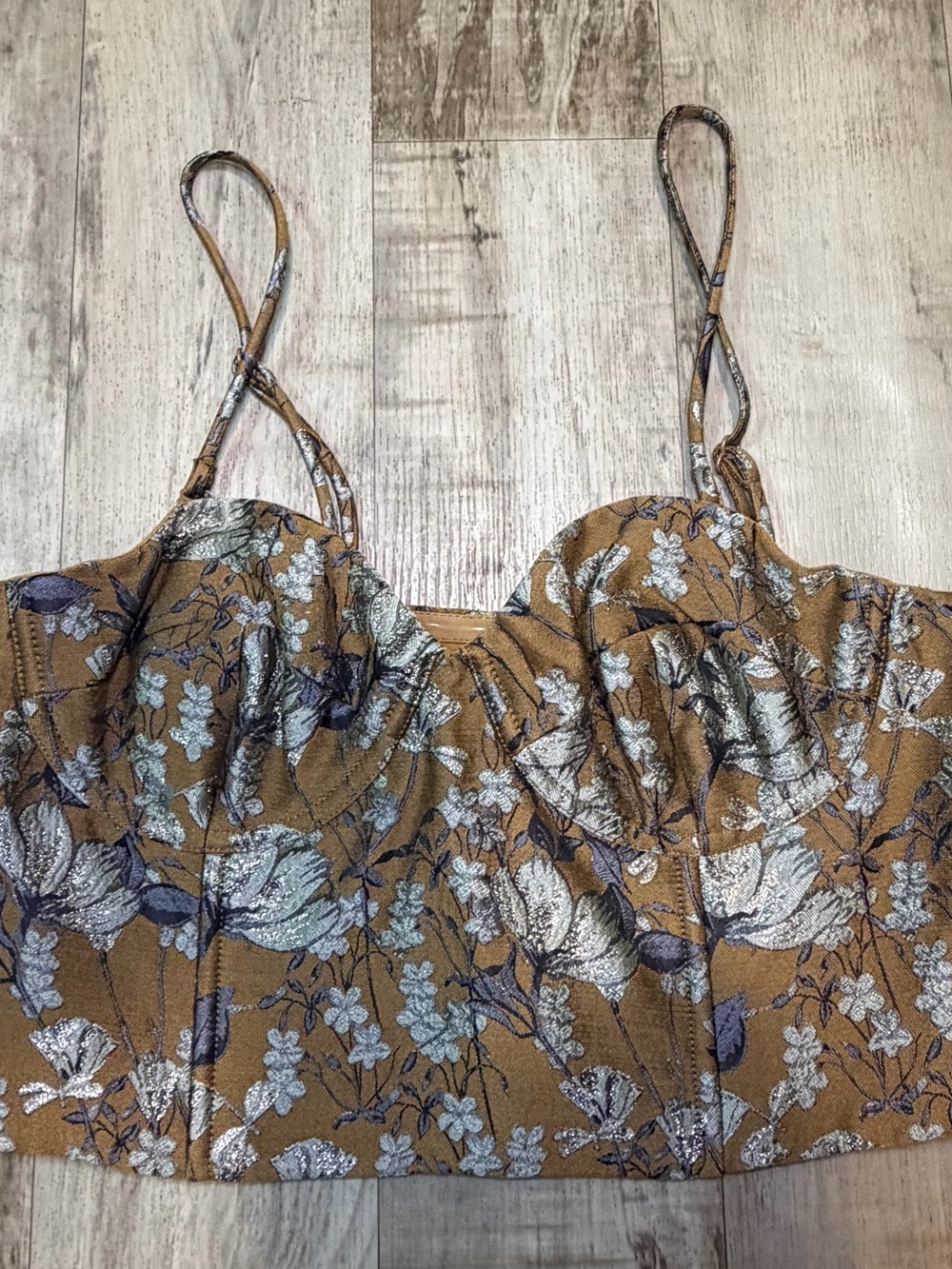 Banana Republic Women’s Floral Jacquard Cropped Corsette Bustier Top Size 6 - Picture 4 of 14
